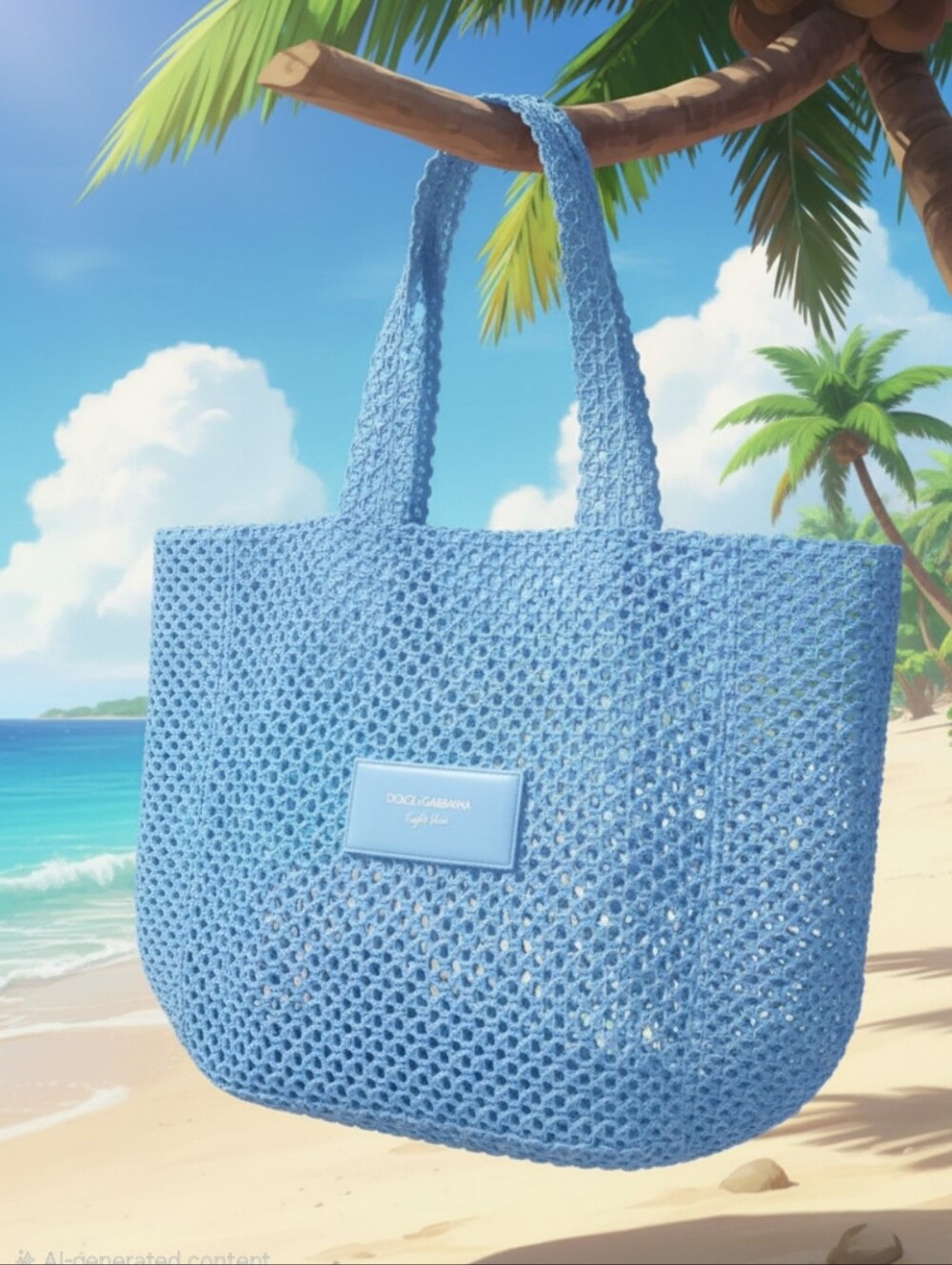 Dolce & Gabbana Light Blue Crochet Tote Bag